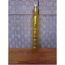 Decorative glass bottle cork stopper tinted yellow indented banded design 11.5"   283095045677